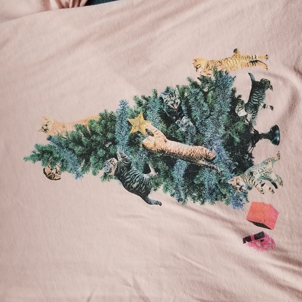 Girls Christmas long sleeve t-shirt with cats size 10-12